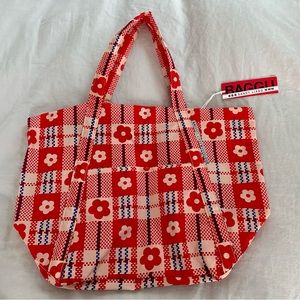 Sandy Liang x Baggu cloud tote in flower market plaid (nwt)